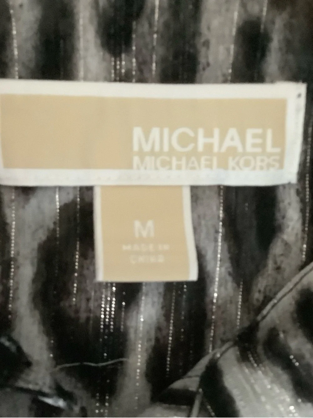 Michael Kors Black and Silver Striped Blouse,M